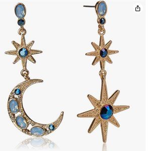 Betsey Johnson Celestial Moon & Star Drop Earrings